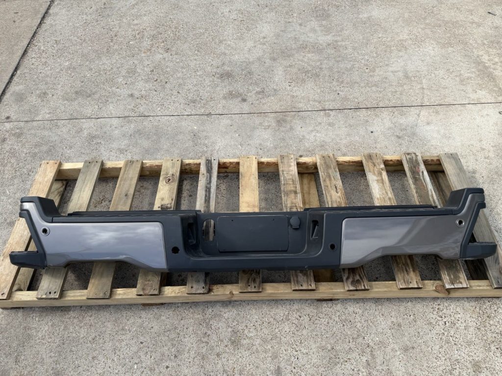 2023-2026 Ford F-250 F-350 F-450 Super Duty Rear Bumper Stone Gray With Sensor Holes OEM Take-Off