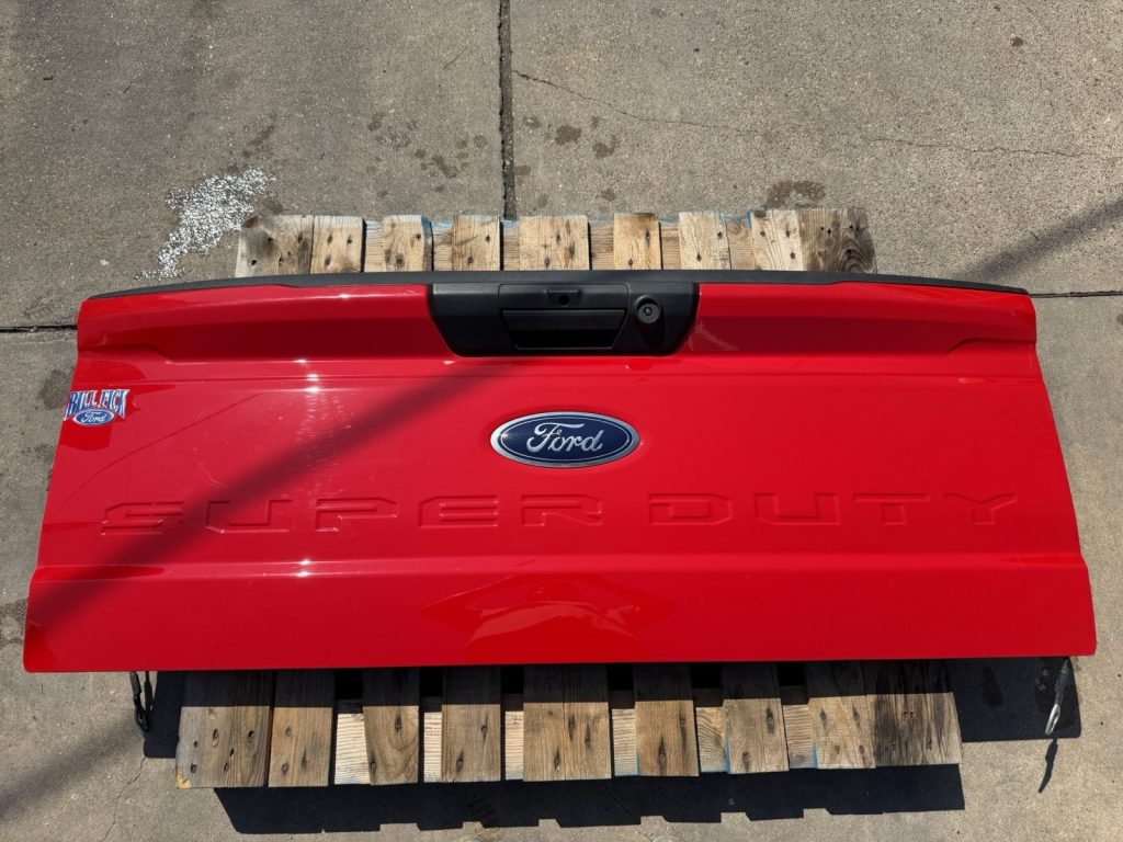 2023-2026 Ford F-250 F-350 Super Duty Tailgate Race Red With Tailgate Step Camera Cutout OEM Take-Off