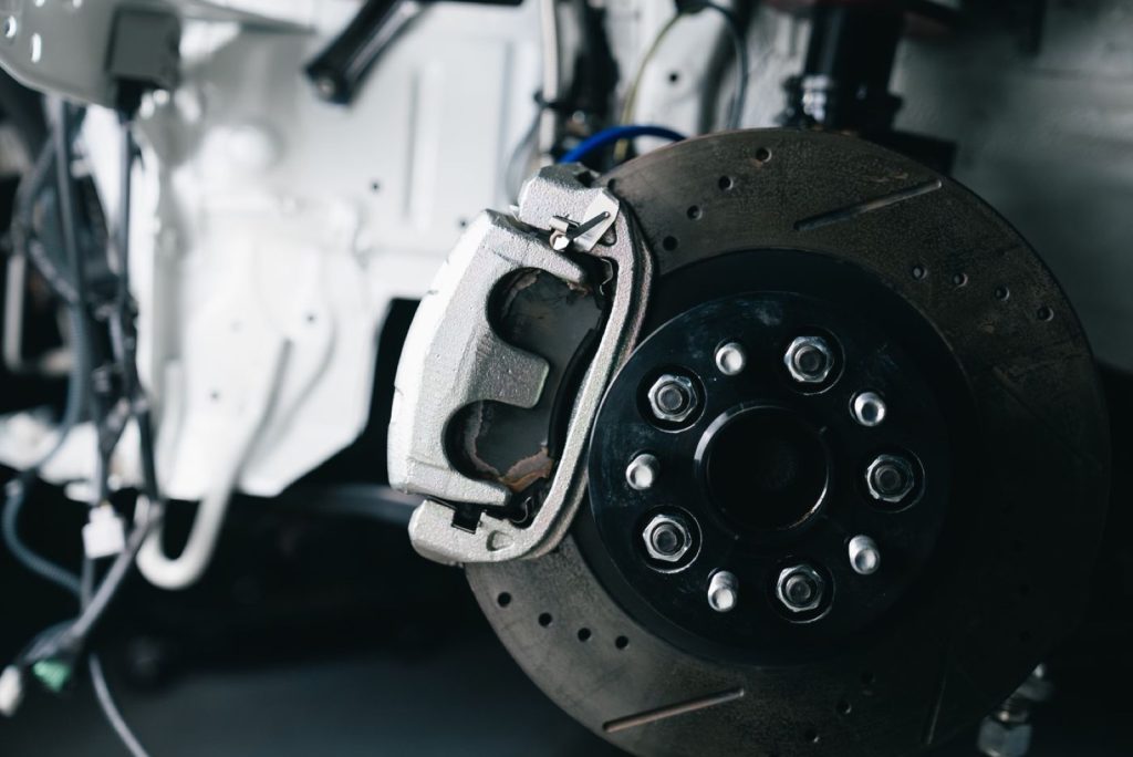 Vented brake disc and caliper on a hub
